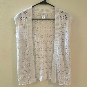 Ann Taylor Loft White Crochet Sleeveless Sweater